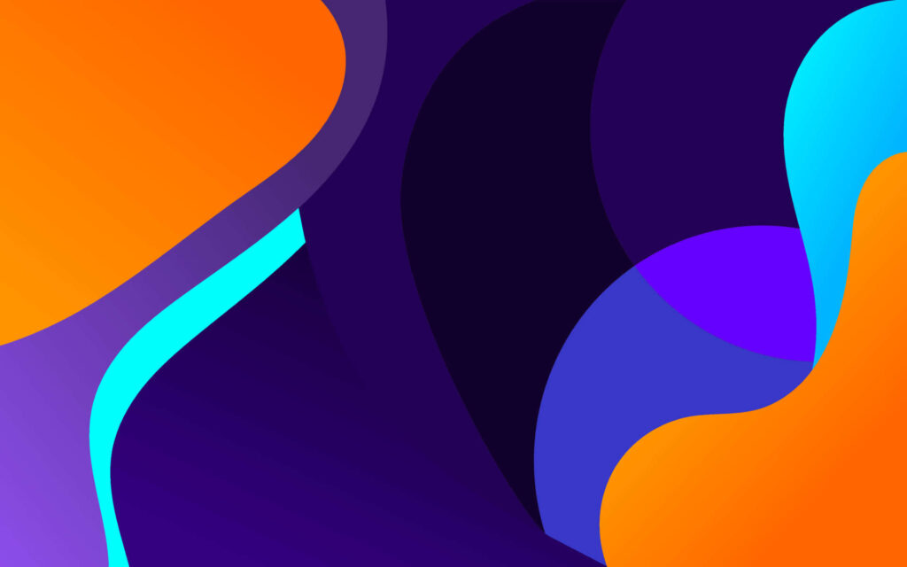 Vibrant Abstract Wallpaper: Bold Orange, Blue & Purple Fluid Design