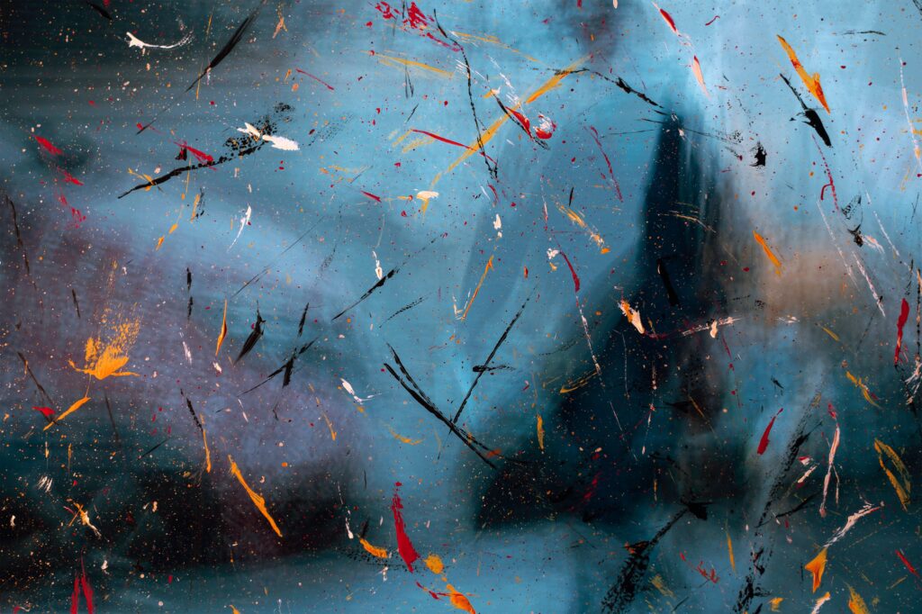 Vibrant Abstract Wallpaper with Bold Paint Strokes & Blue Background
