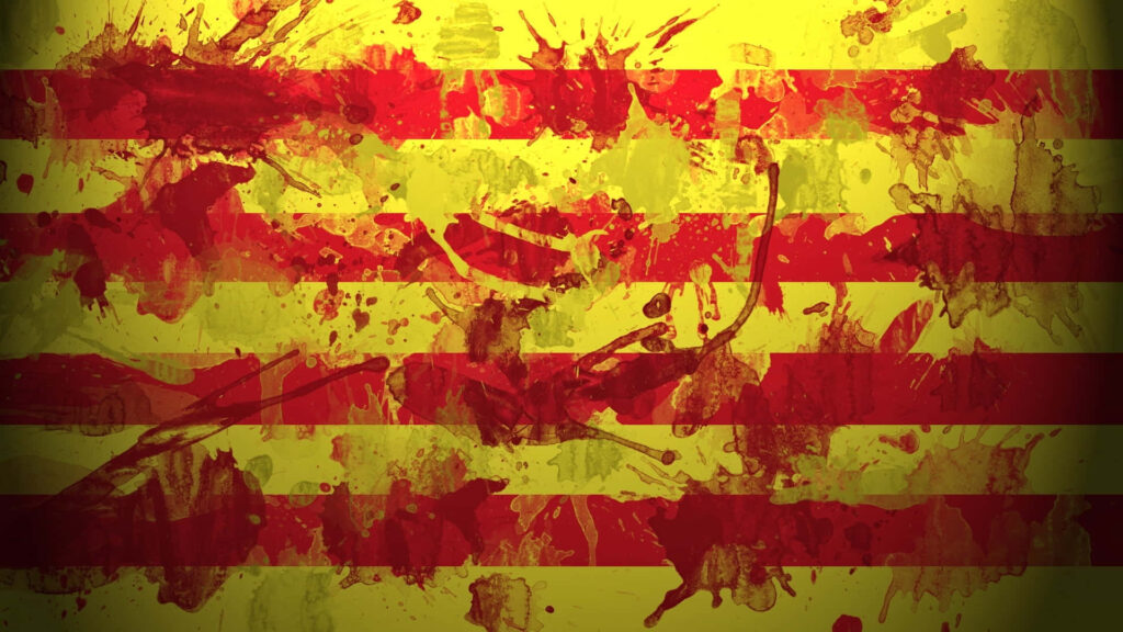 Vibrant Abstract Wallpaper: Bold Red & Yellow Stripes with Dynamic Splashes