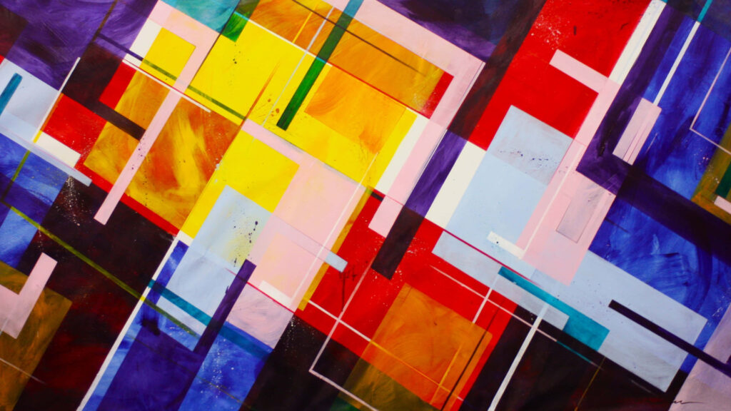 Vibrant Abstract Wallpaper: Colorful Geometric Squares & Lines