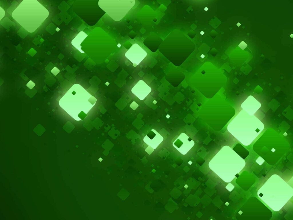 Vibrant Abstract Green Squares Wallpaper on Dark Background