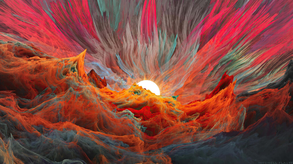 Vibrant Abstract Wallpaper: Colorful Red, Orange, & Teal Design