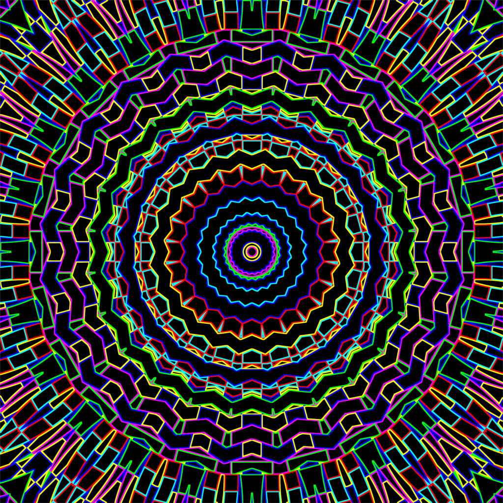 Vibrant Abstract Wallpaper: Colorful Concentric Circles on Black