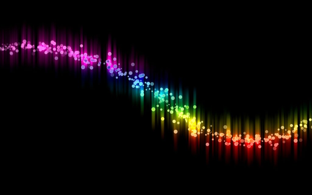 Vibrant Abstract Wallpaper: Colorful Curves & Orbs on Black Background