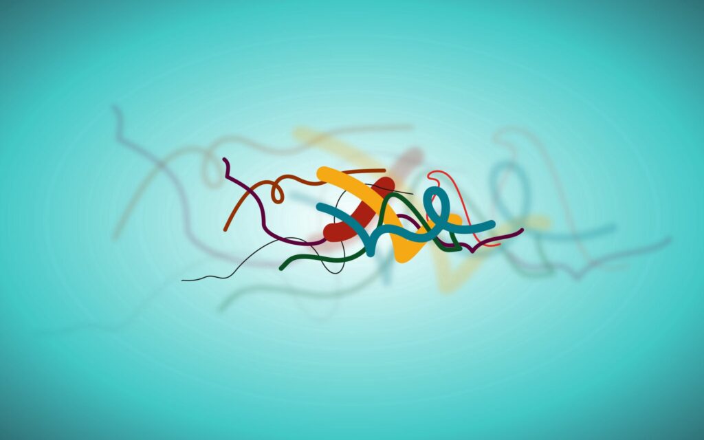 Dynamic Abstract Wallpaper: Colorful Lines & Shapes on Teal Background