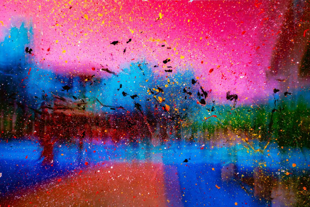 Vibrant Abstract Wallpaper: Colorful Paint Spots on Glassy Background