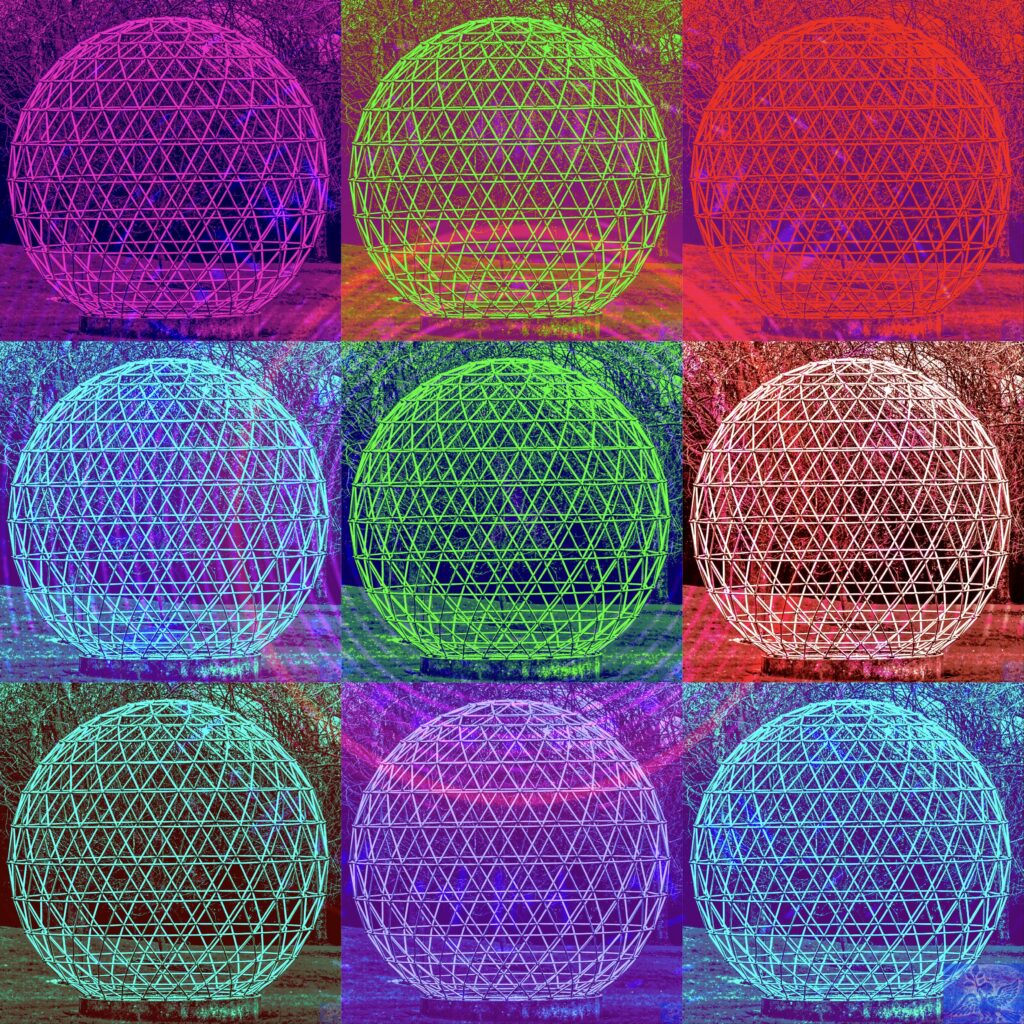 Vibrant Abstract Wallpaper: Colorful Spherical Grid Pattern Background