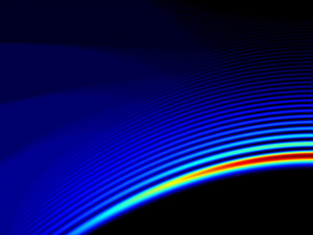 Vibrant Abstract Wallpaper with Curved Stripes on Dark Background