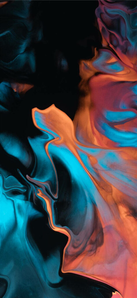 Vibrant Cyan & Orange Abstract Wallpaper with Dynamic Fluid Design