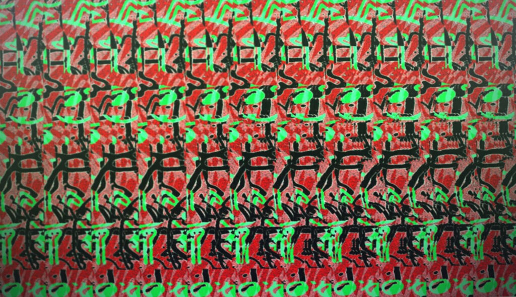 Vibrant Abstract Wallpaper with Hidden Images in 3D Patterns