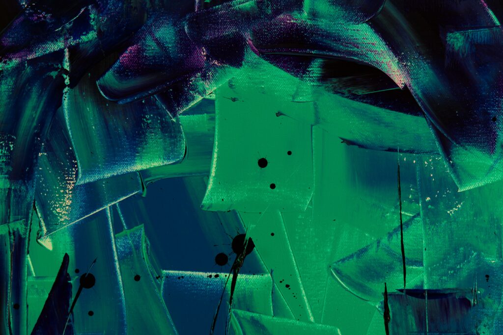 Vibrant Green & Blue Abstract Wallpaper with Dynamic Brushstrokes