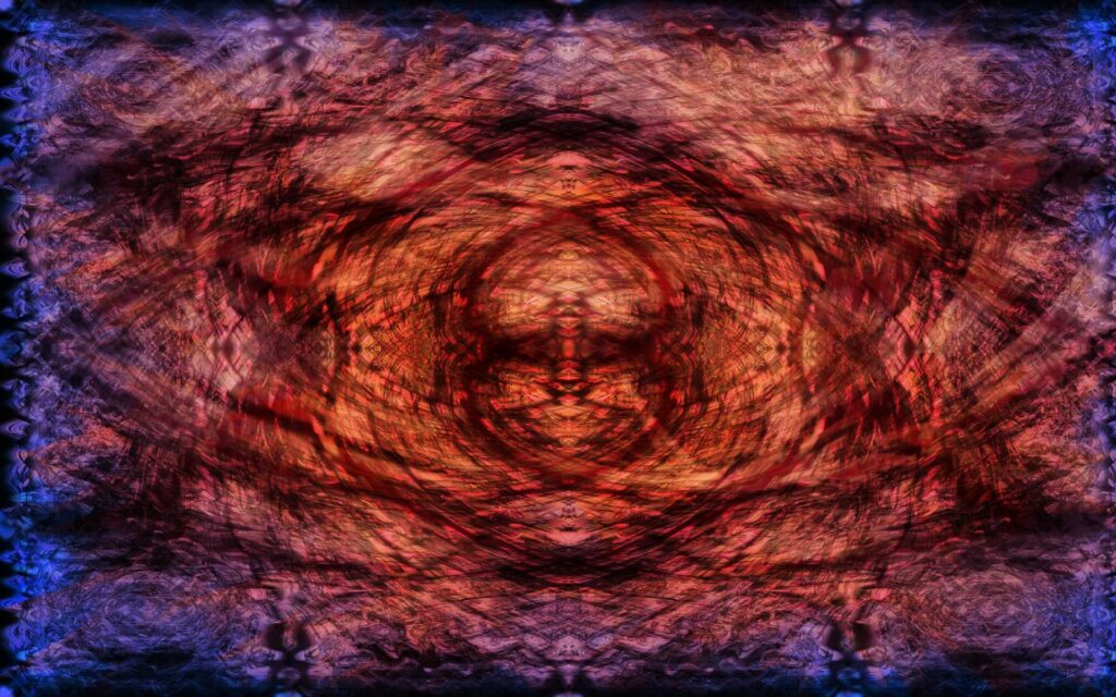 Dynamic Red and Orange Abstract Wallpaper with Mystical Accents
