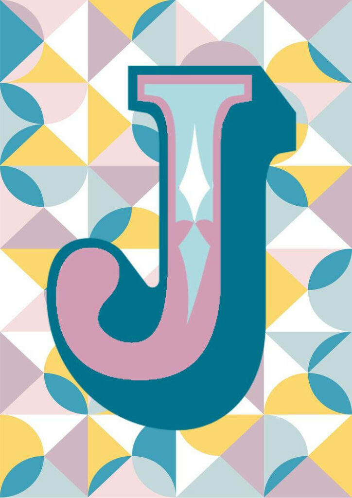 Bold 'J' Abstract Wallpaper: Modern Geometric Design in Pastels