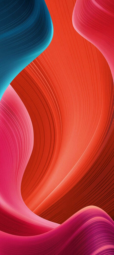 Vibrant Abstract Wallpaper: Rich Red, Blue & Pink Wave Design