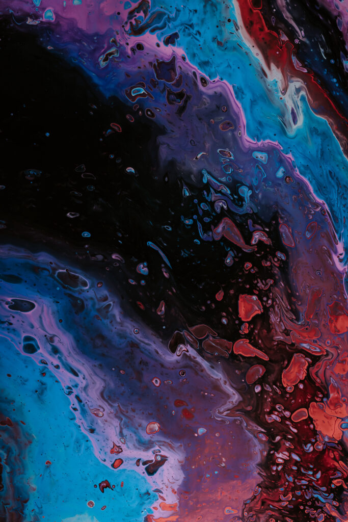 Vibrant Abstract Fluid Art Wallpaper in Blues, Purples & Reds