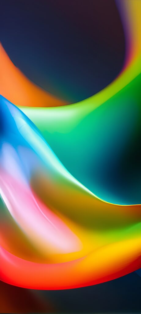 Colorful Abstract Wallpaper with Fluid Shapes and Glossy Finish