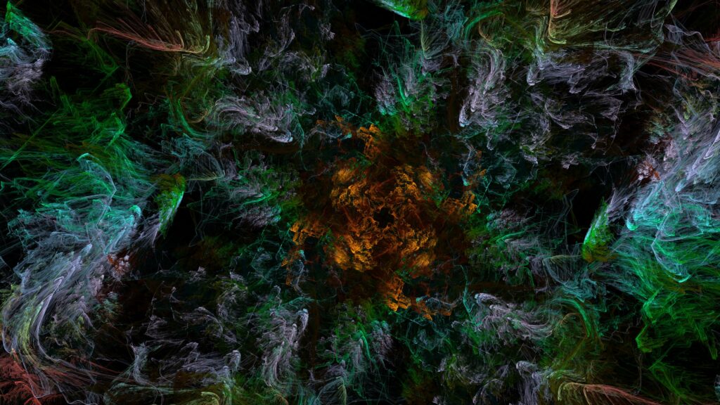 Vibrant Abstract Wallpaper: Intricate Shapes & Glowing Wave Patterns