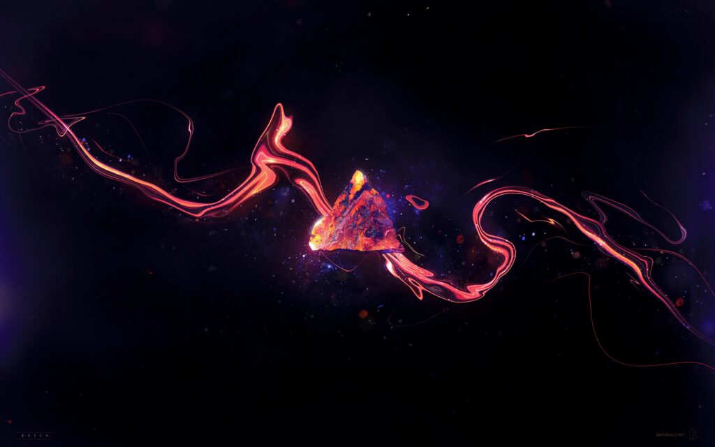 Abstract Glowing Triangle Wallpaper - Red, Orange, Dark Background
