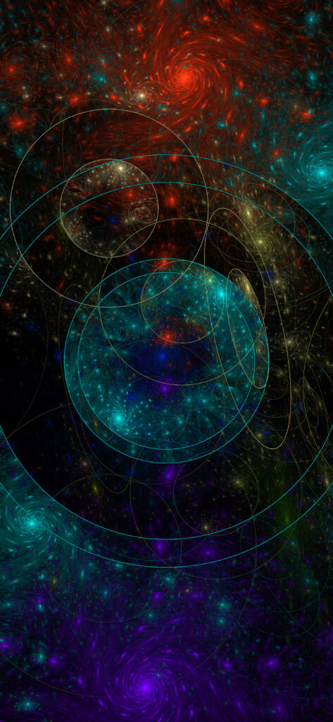 Vibrant Abstract Wallpaper: Intertwining Circles & Spirals Design