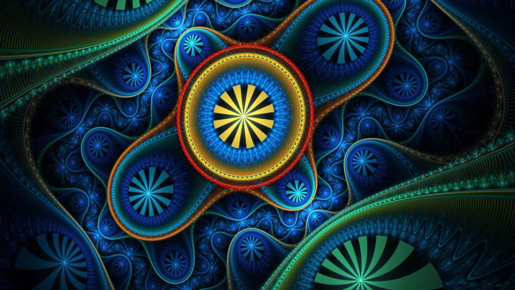 Vibrant Abstract Art Wallpaper: Blue, Green & Bright Geometric Patterns