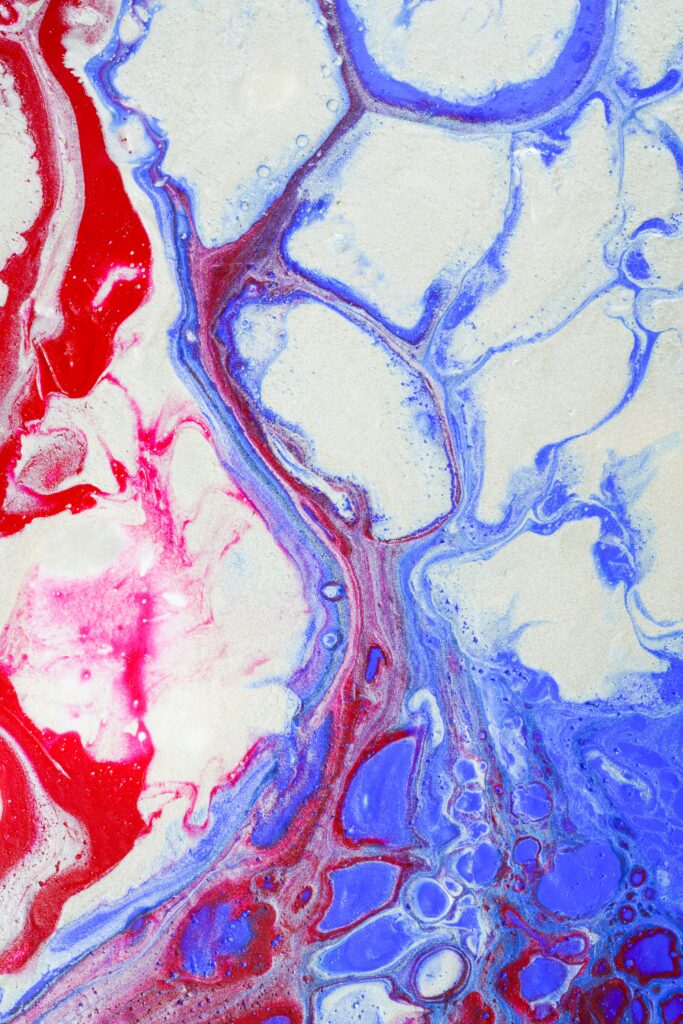 Vibrant Blue & Red Liquid Paint Abstract Wallpaper Background