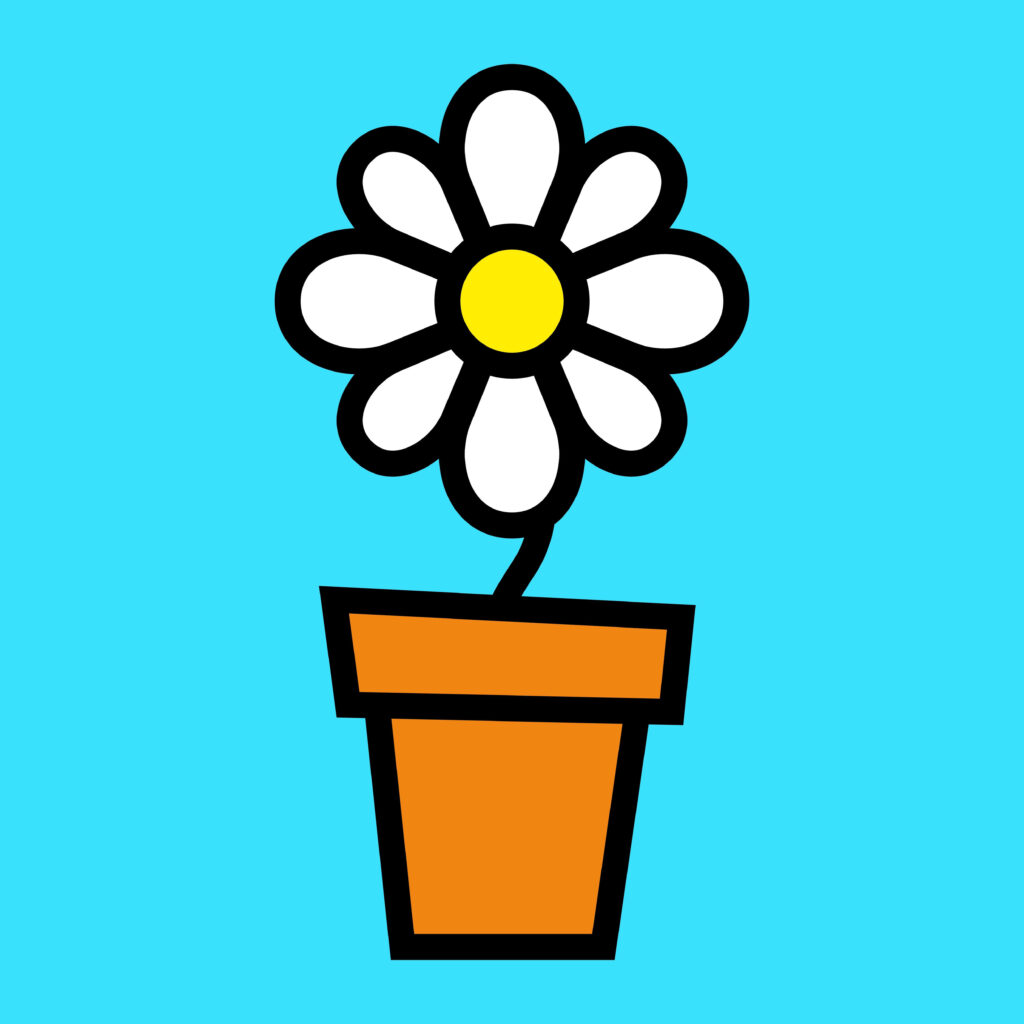 Vibrant Abstract Wallpaper: Minimalist Daisy on Bright Cyan Background