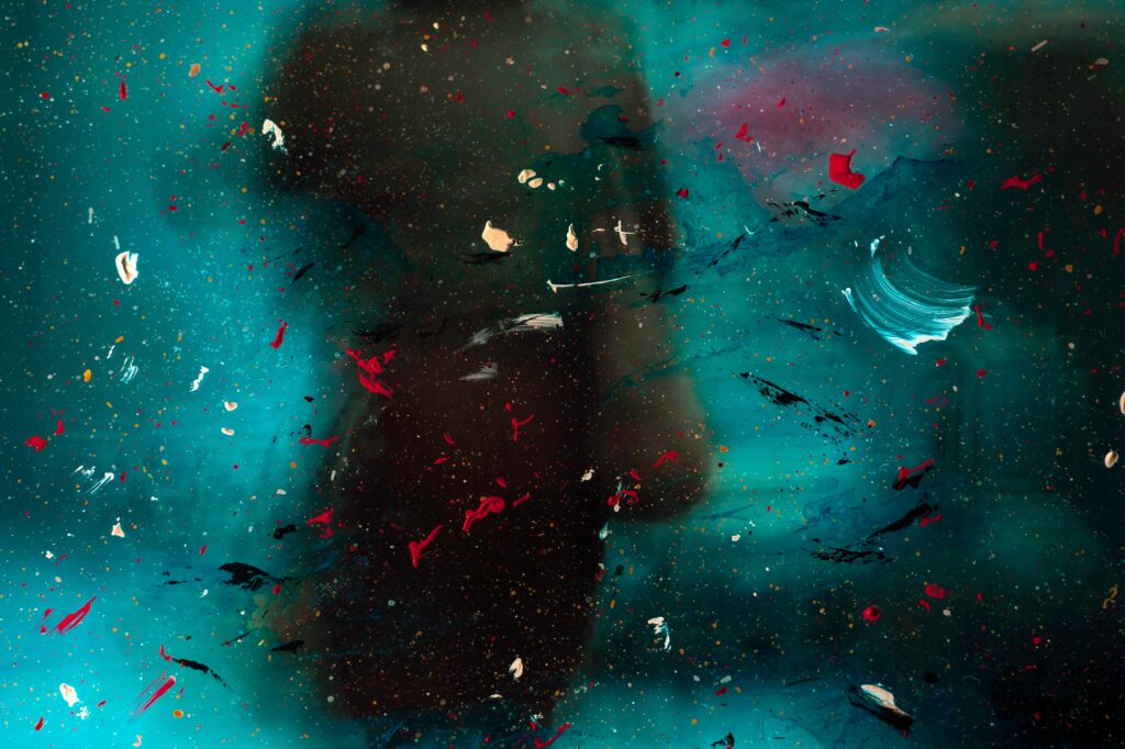 Colorful Abstract Wallpaper: Mysterious Silhouette Behind Glass