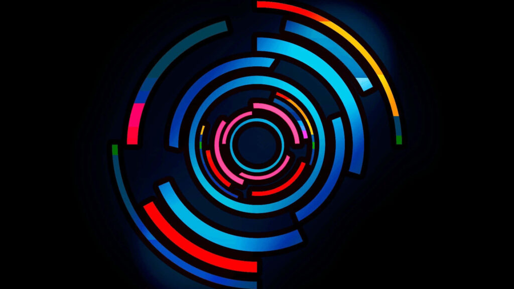Vibrant Abstract Wallpaper: Neon Circles on Dark Background