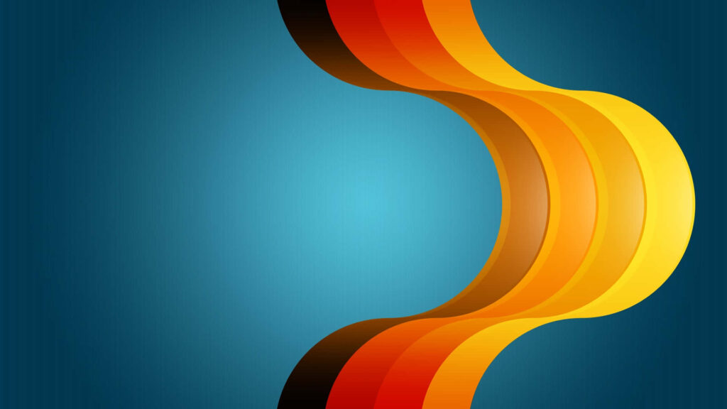 Vibrant Abstract Wallpaper: Flowing Orange & Yellow on Blue Background