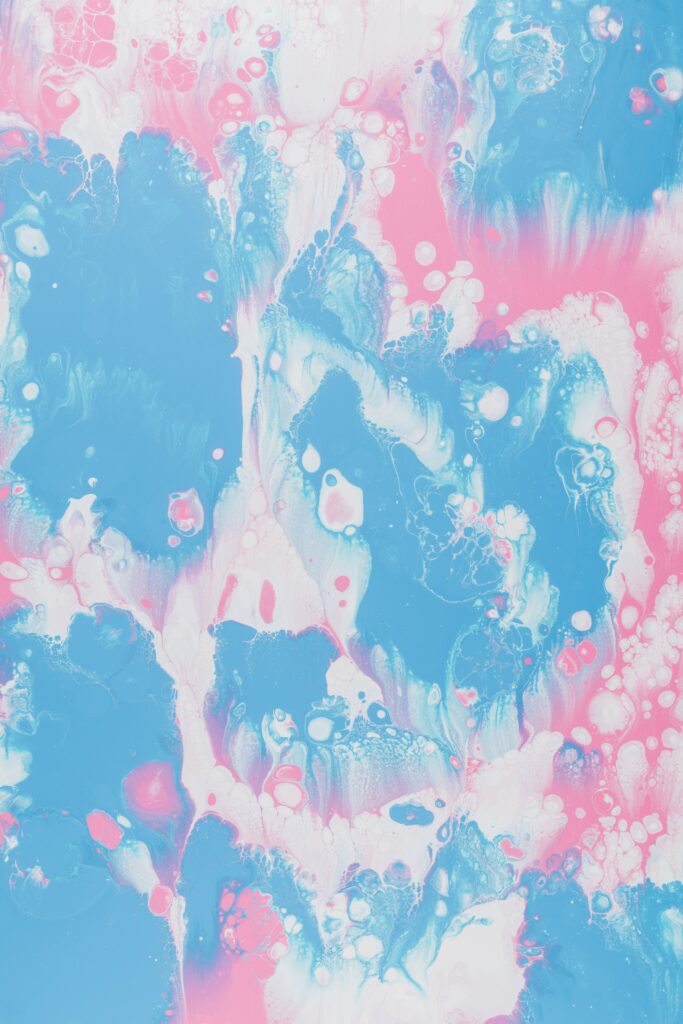 Vibrant Abstract Wallpaper: Pastel Blue, Pink & White Fluid Art Background