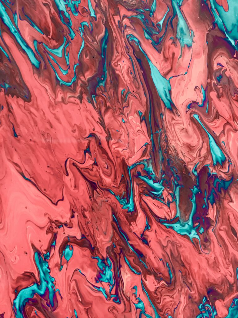 Vibrant Abstract Wallpaper: Red, Blue & Turquoise Fluid Art Background