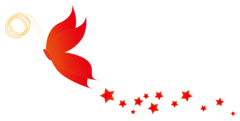 Vibrant Red Butterfly Wallpaper with Golden Accents & Glowing Stars