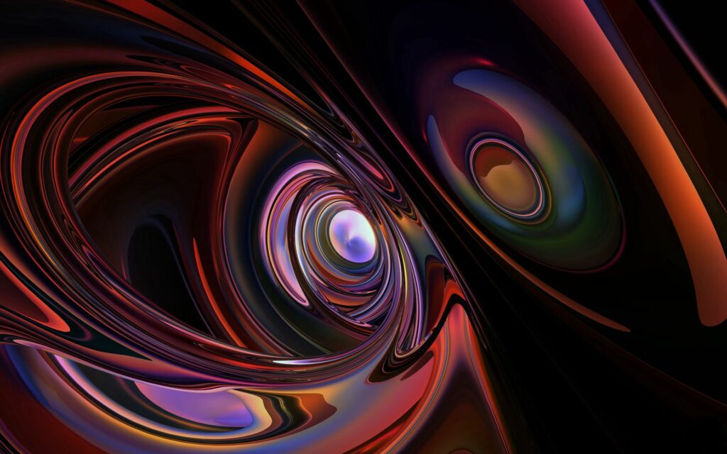 Vibrant Metallic Abstract Wallpaper with Smooth Lines & Circles