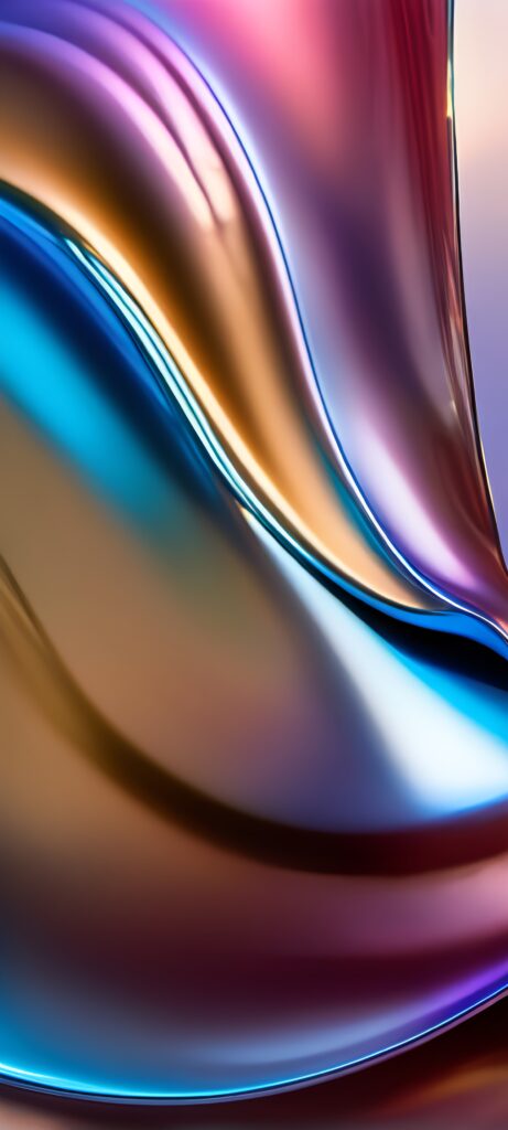 Vibrant Abstract Wallpaper: Metallic Waves & Fluid Light Design