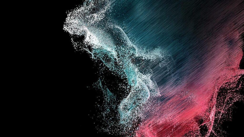 Dynamic Abstract Wallpaper: Vibrant Blue, Teal & Peach Design