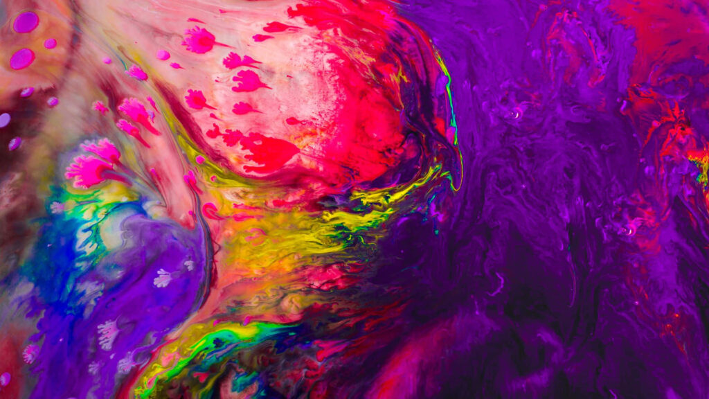 Vibrant Abstract Wallpaper with Swirling Colorful Paints Background
