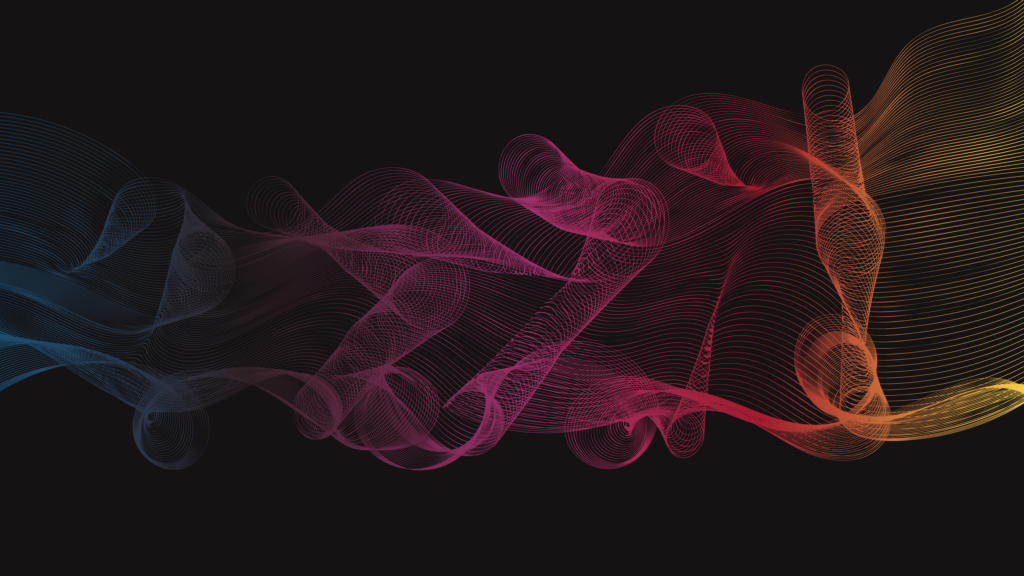 Colorful Abstract Wallpaper with Swirling Lines on Black Background
