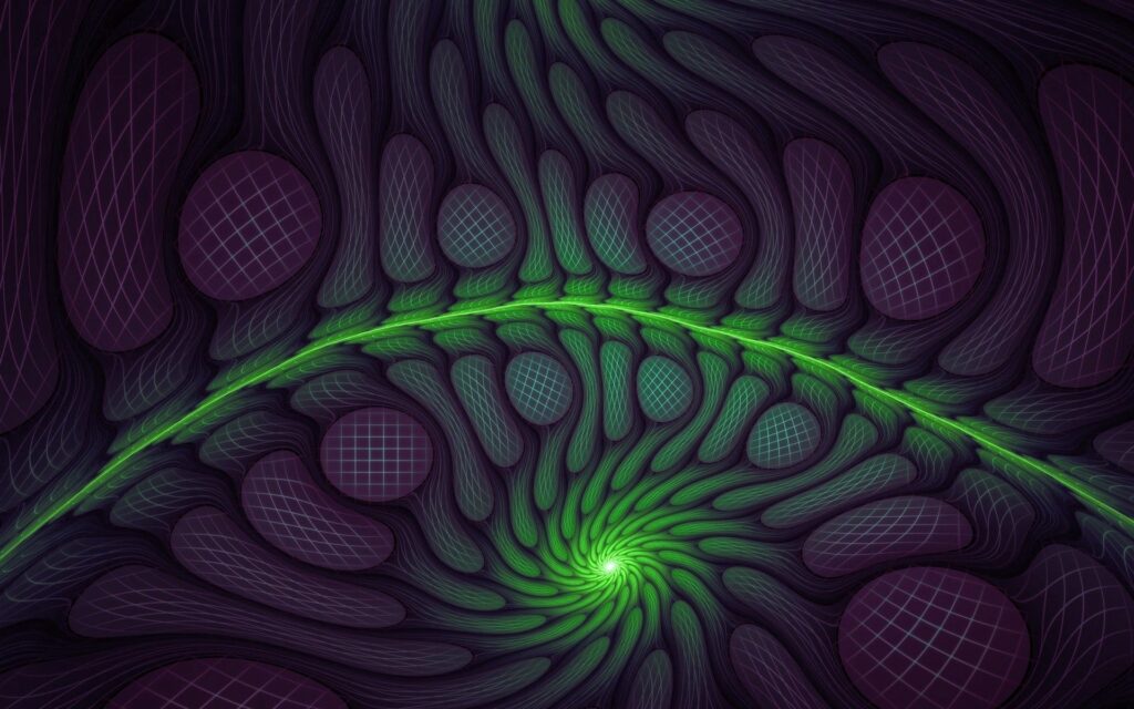 Vibrant Abstract 1920x1200 Wallpaper: Swirling Green & Purple Patterns