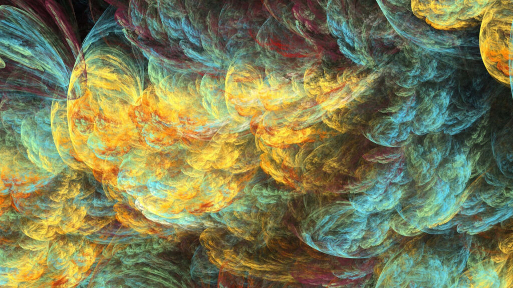 Vibrant Swirling Abstract Wallpaper in Yellow, Blue, and Red