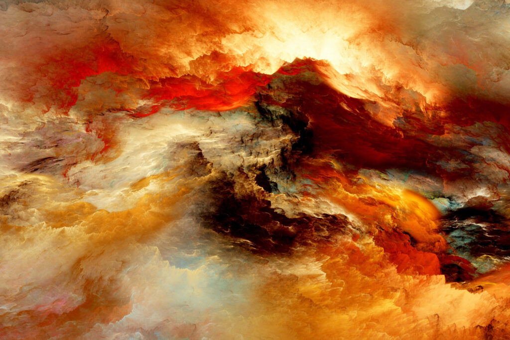 Vibrant Abstract Red & Orange Cloud Wallpaper - Fiery Background Design