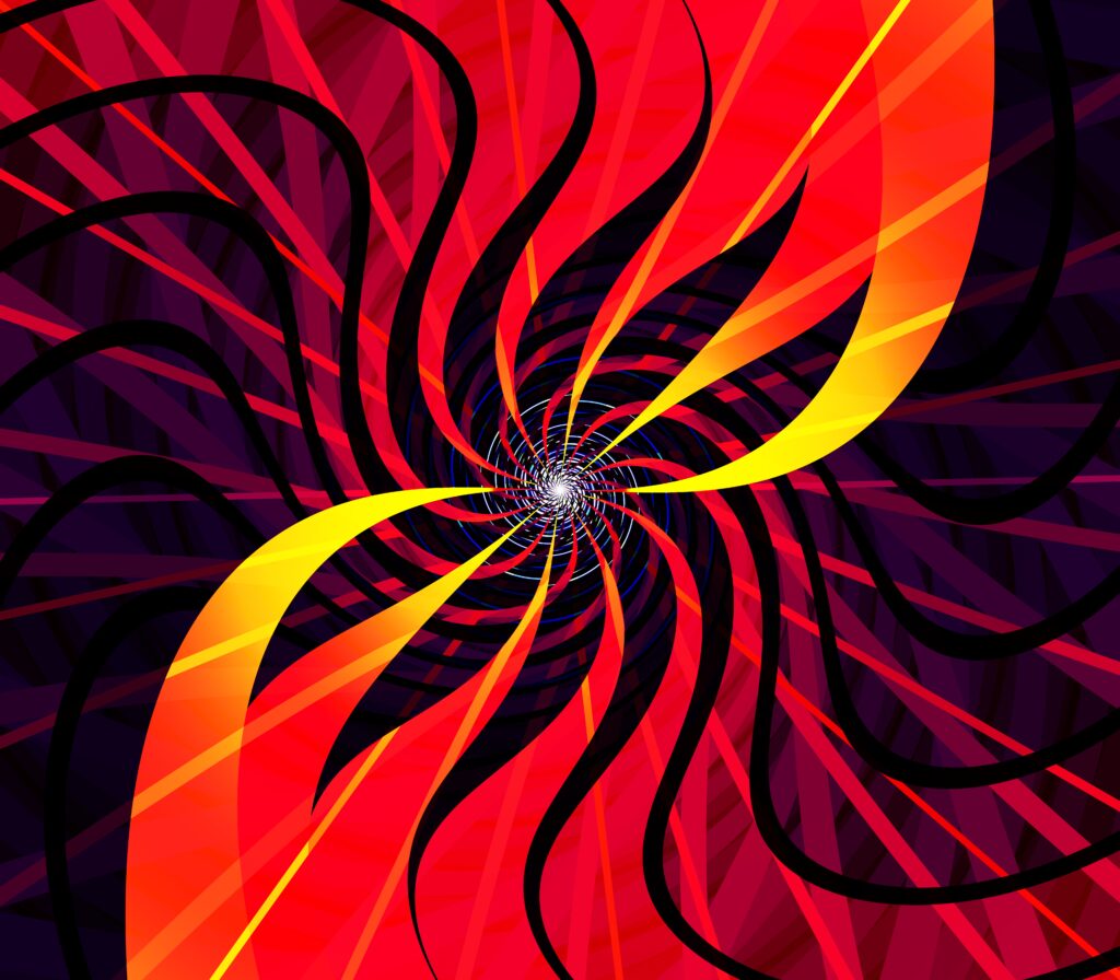 Vibrant Abstract Wallpaper: Dynamic Funnel Design in Rich Hues