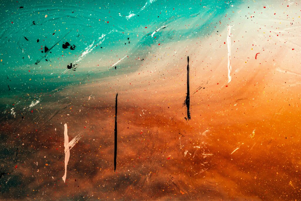 Vibrant Teal & Burnt Orange Abstract Wallpaper with Dynamic Art