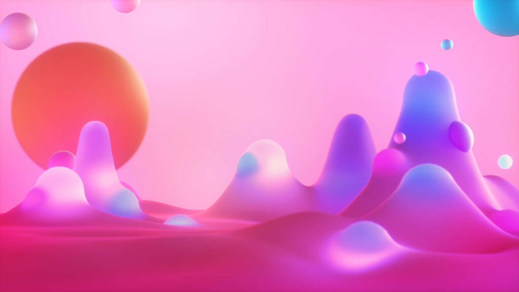 Vibrant Abstract 3D Wallpaper with Gradient Colors on Pink Background