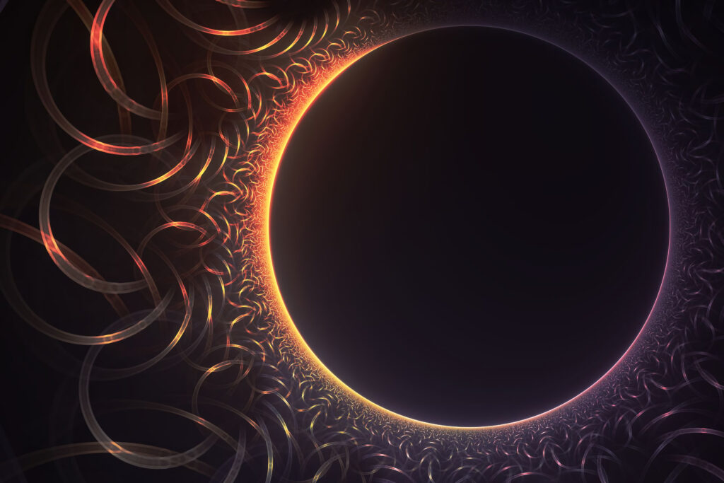 Vibrant Abstract Black Circle Wallpaper with Radiant Patterns