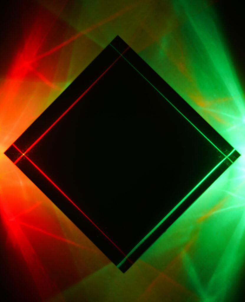 Vibrant Abstract Wallpaper with Black Rhombus and Neon Lights