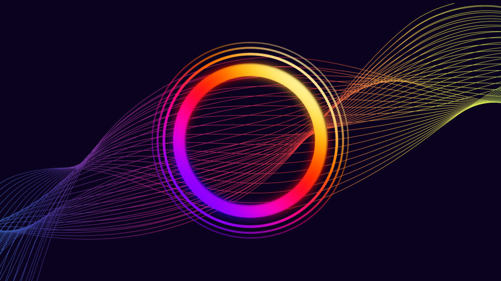 Vibrant Abstract Wallpaper with Colorful Circular Design and Waves
