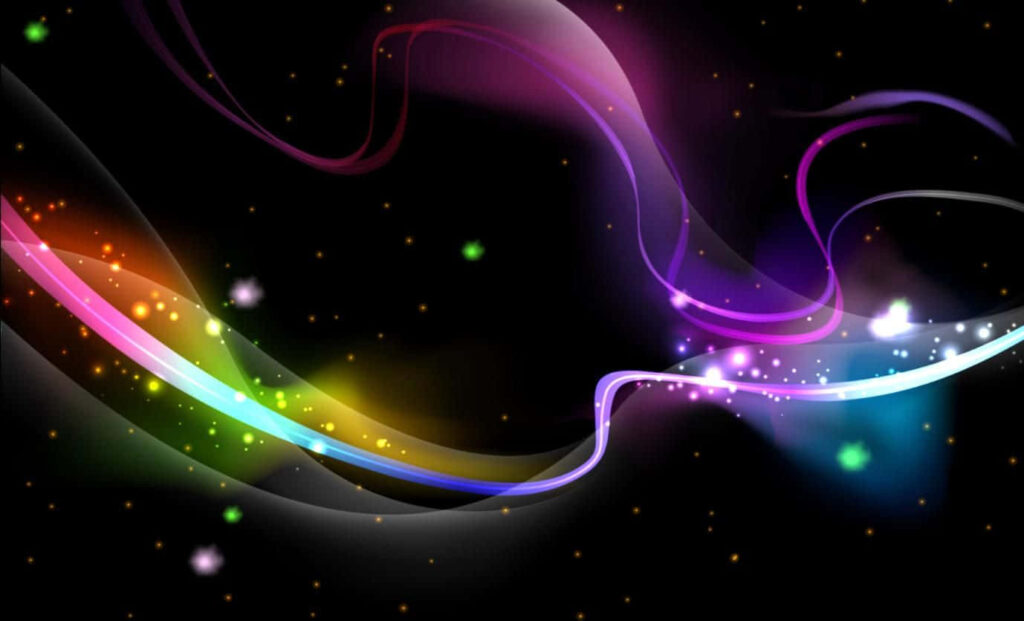 Vibrant Abstract Wallpaper: Colorful Light Ribbons on Dark Background
