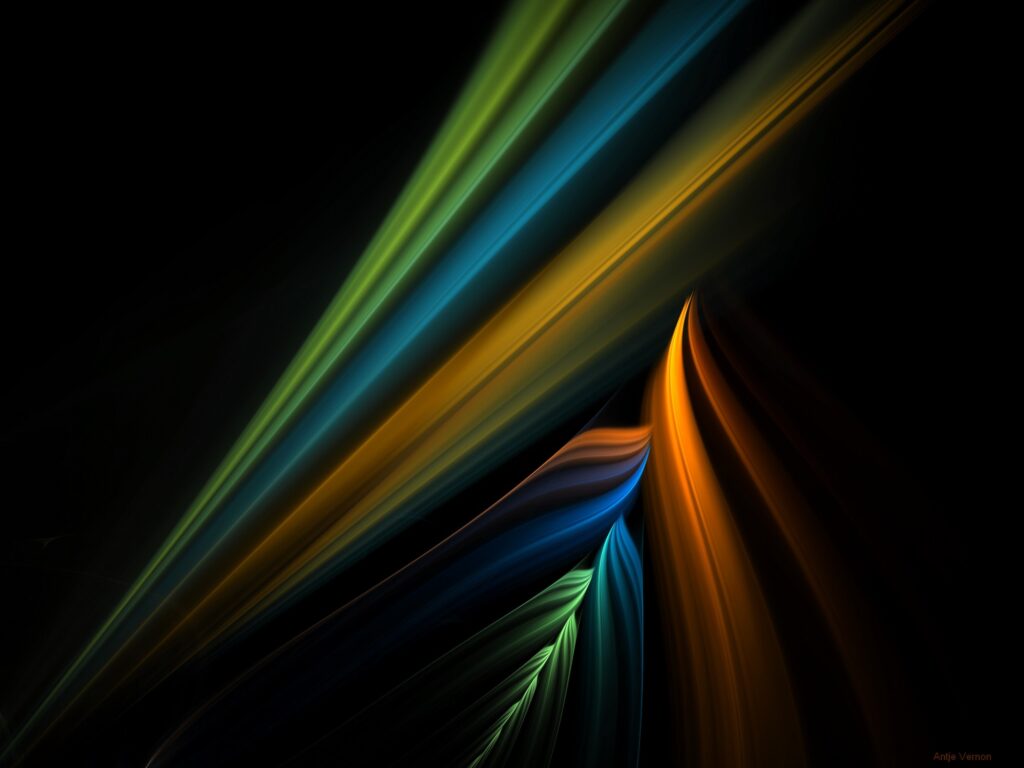 Vibrant Abstract Wallpaper: Dynamic Lines in Green, Blue & Orange