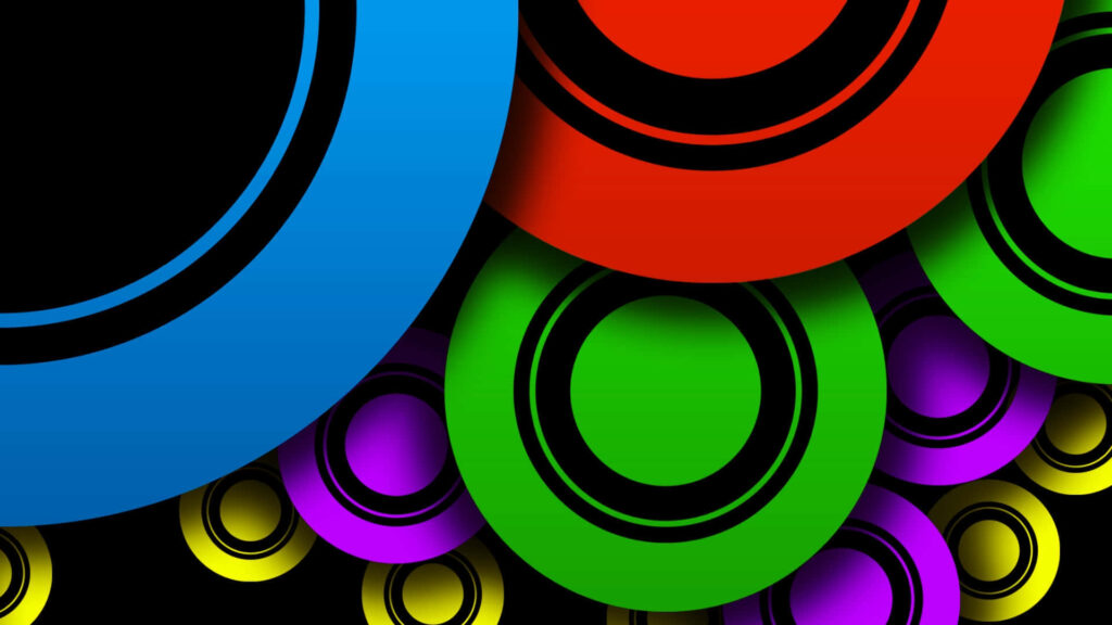 Vibrant Abstract Circle Wallpaper on Black Background