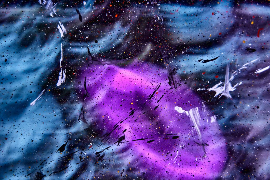 Colorful Abstract Wallpaper: Purple Splotch & Swirling Blues